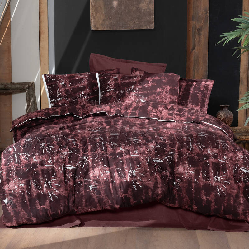 DORYANA FLANEL KING SIZE BORDO NEVRESİM TAKIMI