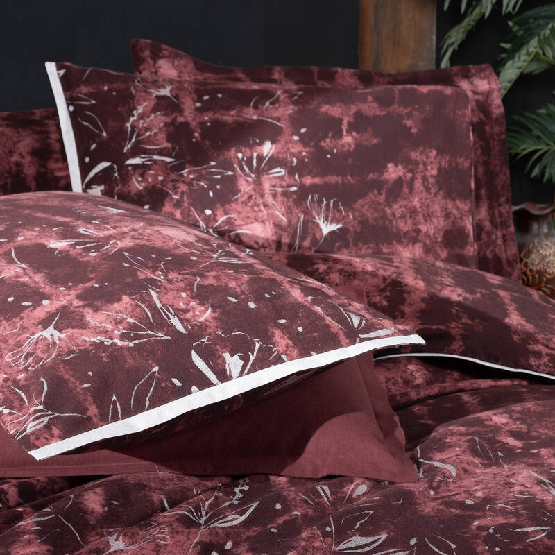 DORYANA FLANEL KING SIZE BORDO NEVRESİM TAKIMI