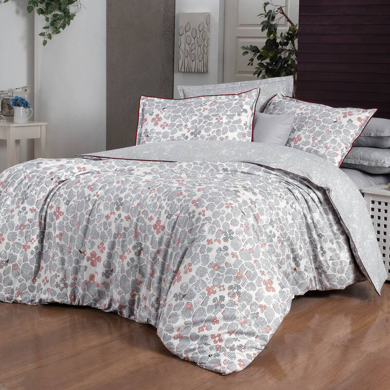 KARNIYO FANCY POPLIN KING SIZE GRİ NEVRESİM TAKIMI