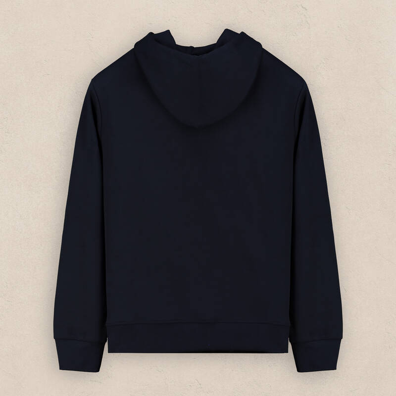 FERMUARLI KAPÜŞONLU LACİVERT SWEATSHIRT